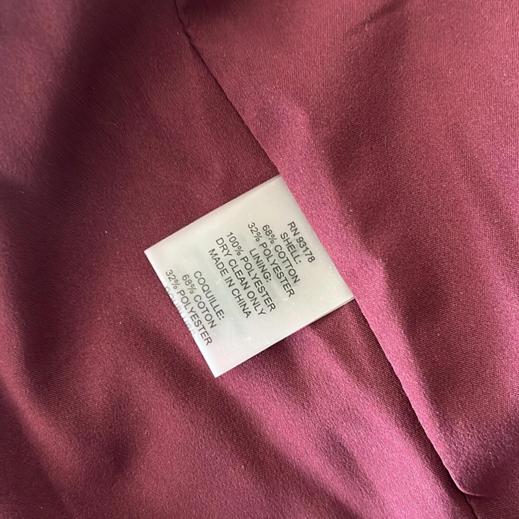 ELIE TAHARI Double Breasted Tweed Blazer in Burgundy, Size L Retail $495