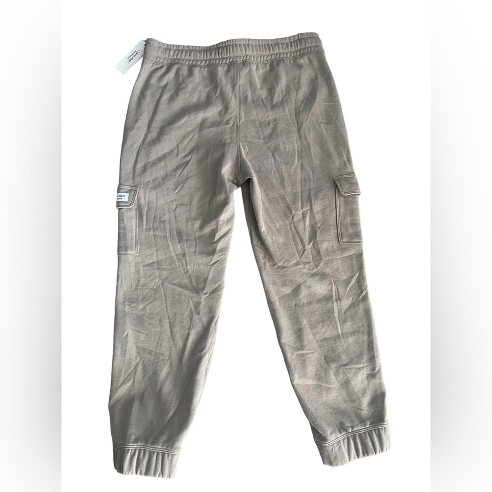 Calvin Klein Performance Grey Drawstring Cotton Blend Joggers, Size XL NWT