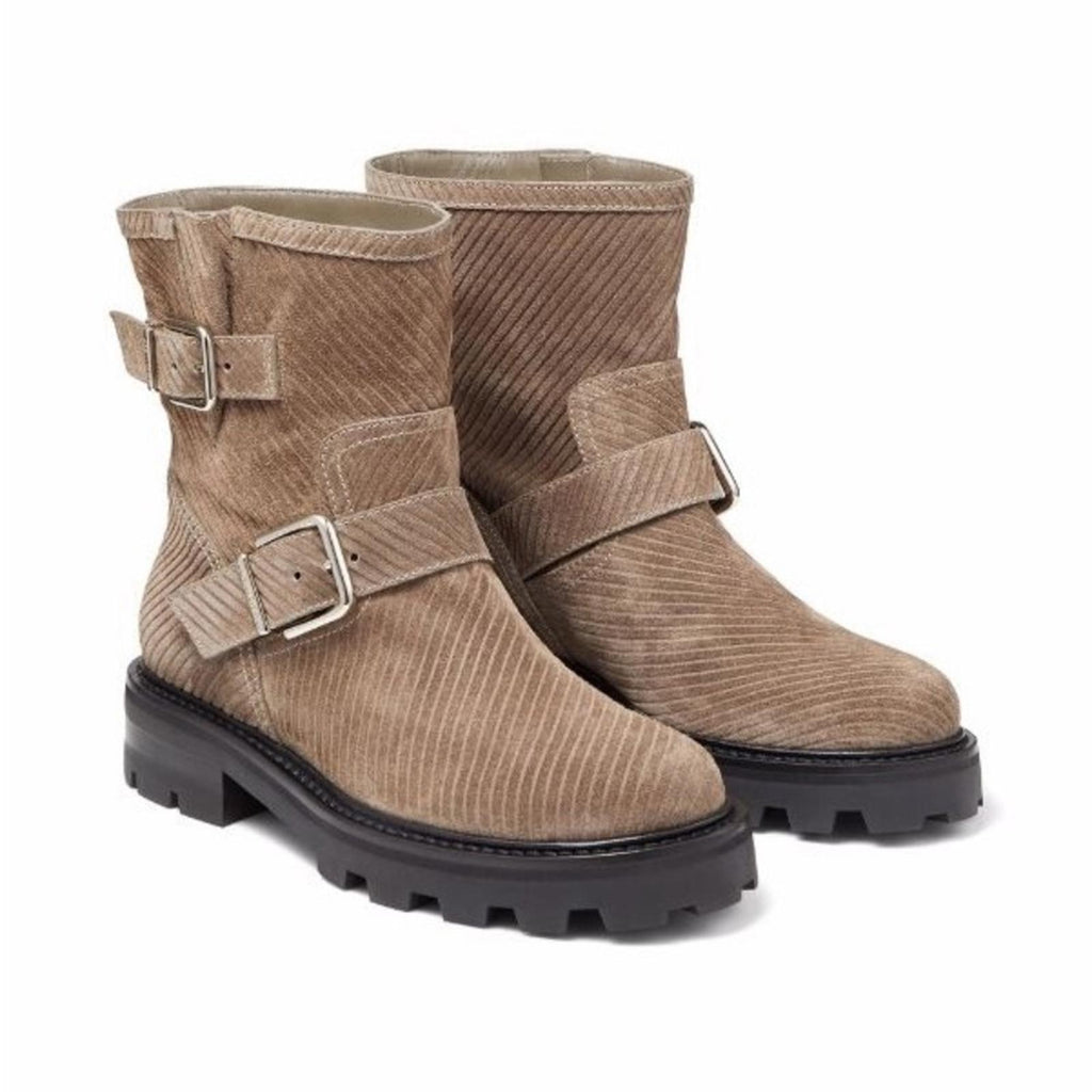 NEW Jimmy Choo Youth II Corduroy Suede Boots, Brown/Clay Size 37.5 New in Box