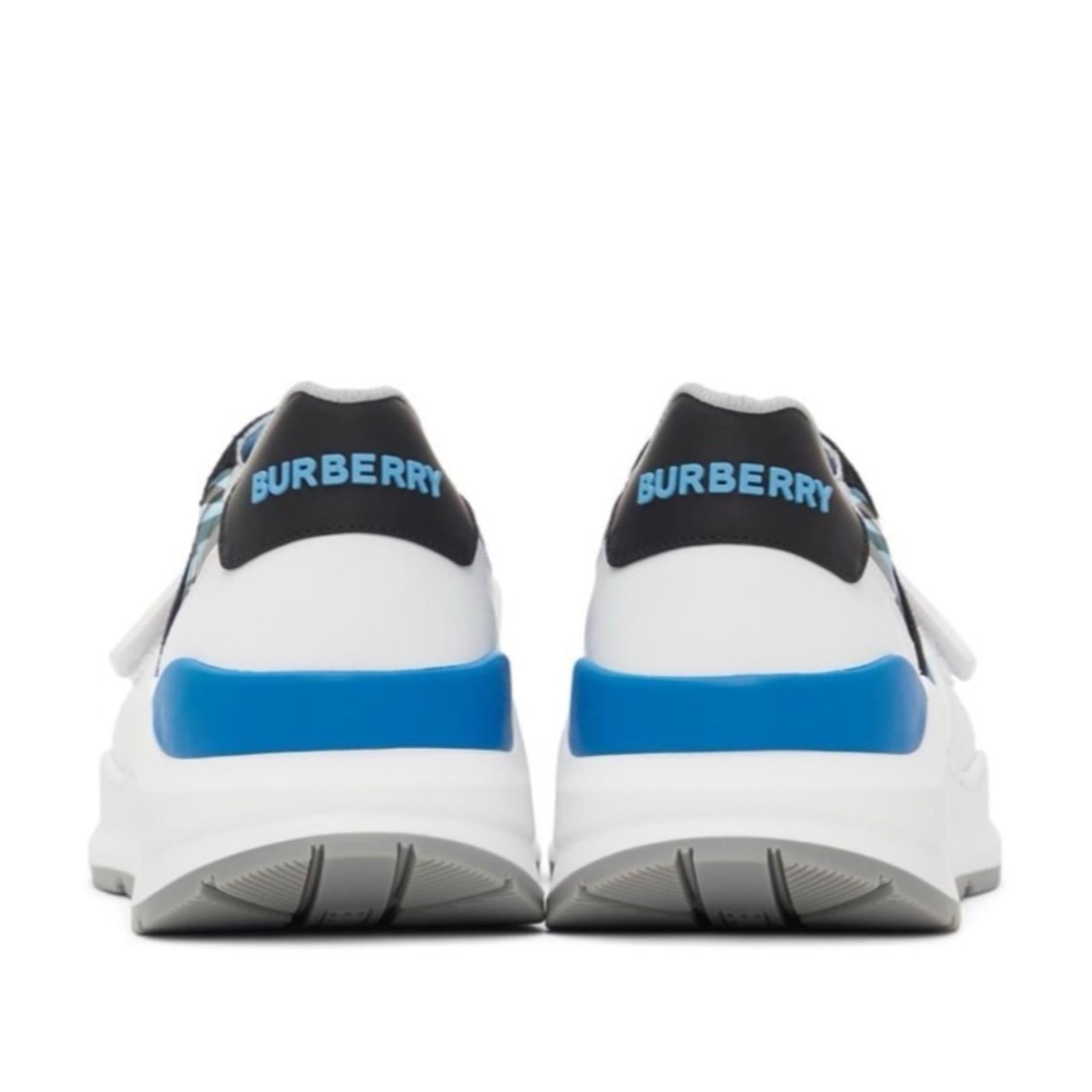 Burberry Blue Check Ramsey Low Top Sneakers, Size EU43 New in Box