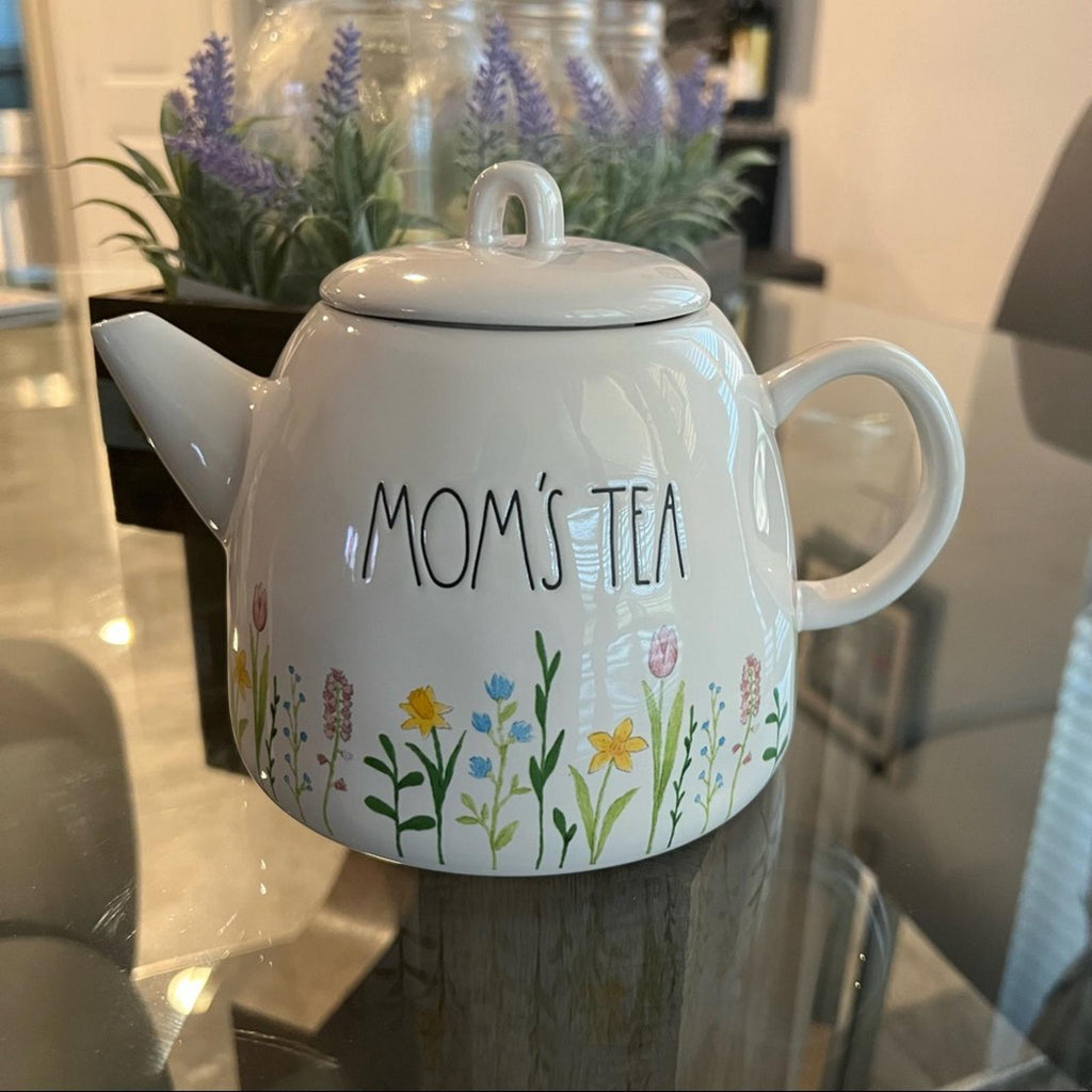 Rae Dunn Mom’s Tea Kettle Floral Detail, NEW, Serveware