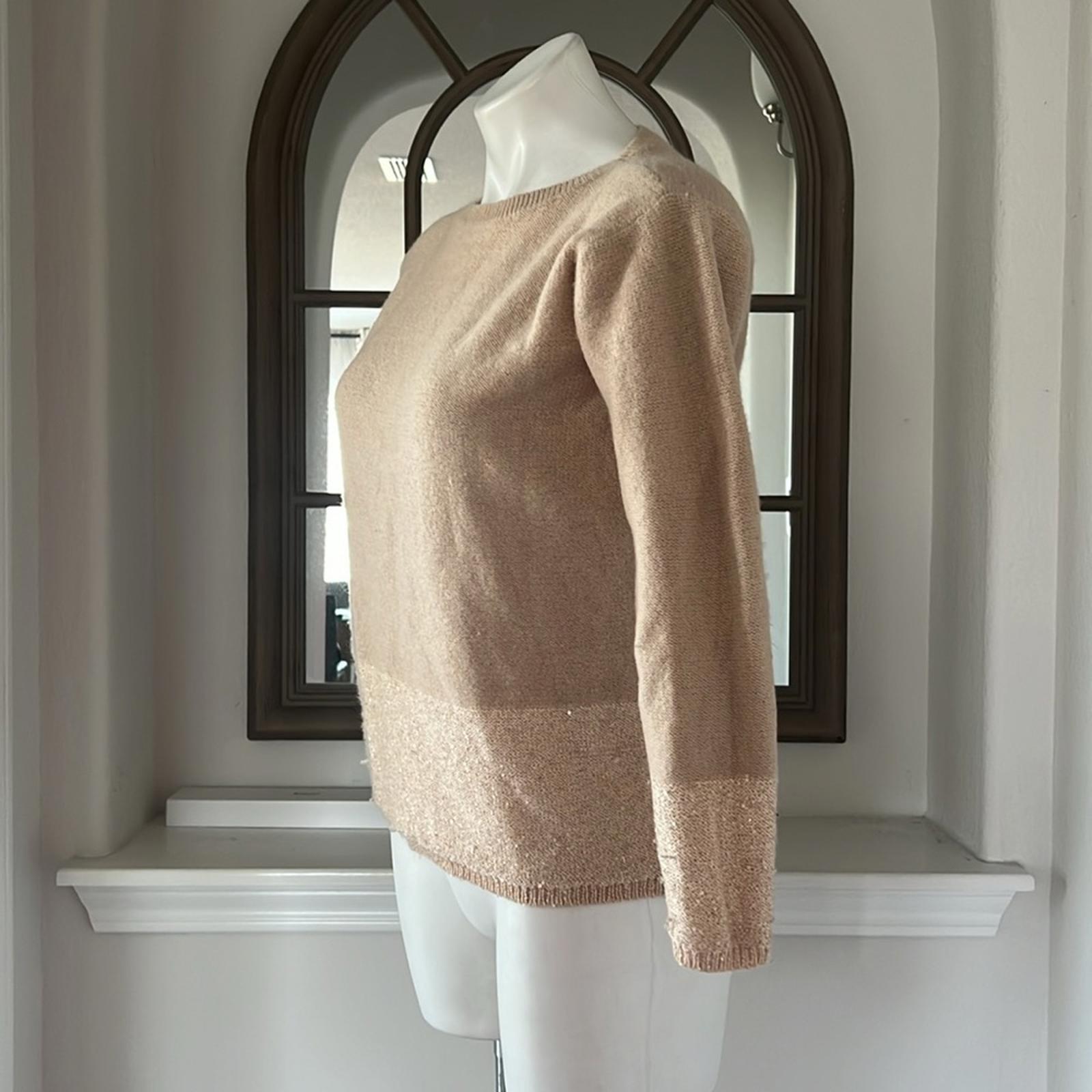 MaxMara Cashmere-Wool Crewneck Sequin Detail Sweater, Size M