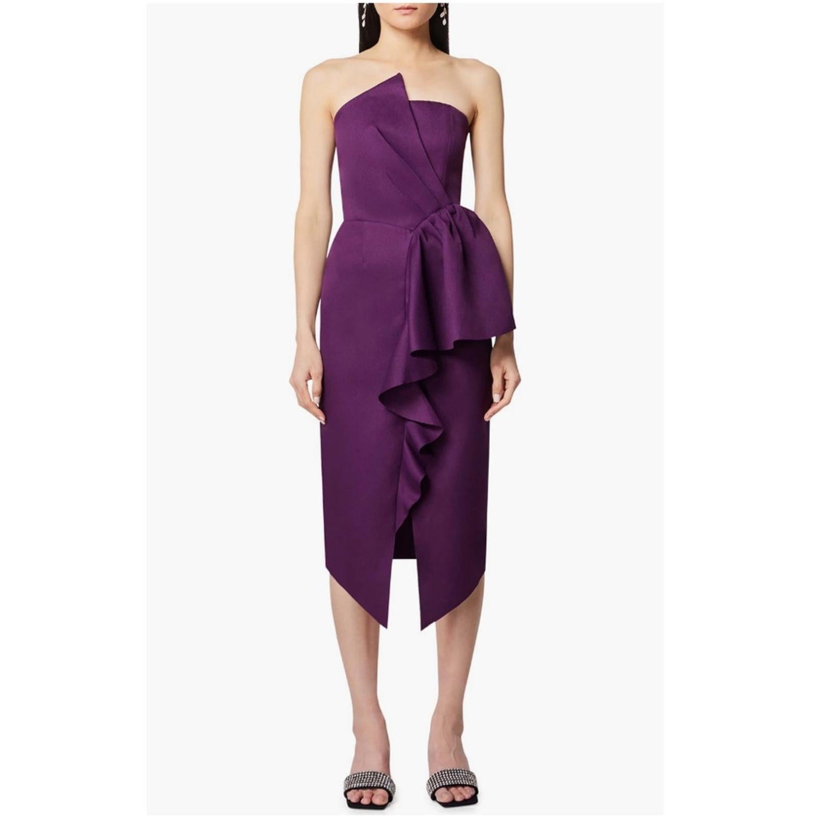 NEW Elliatt Reception Cascade Ruffle Strapless Dress in Purple, Size L $170