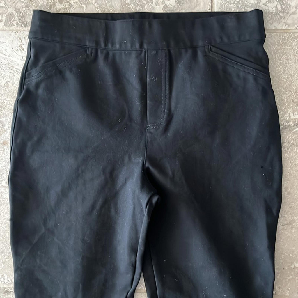 Spanx Black Ponte Straight Leg Stretch Pull-On Pants, Size XL NEW w/Tag $138
