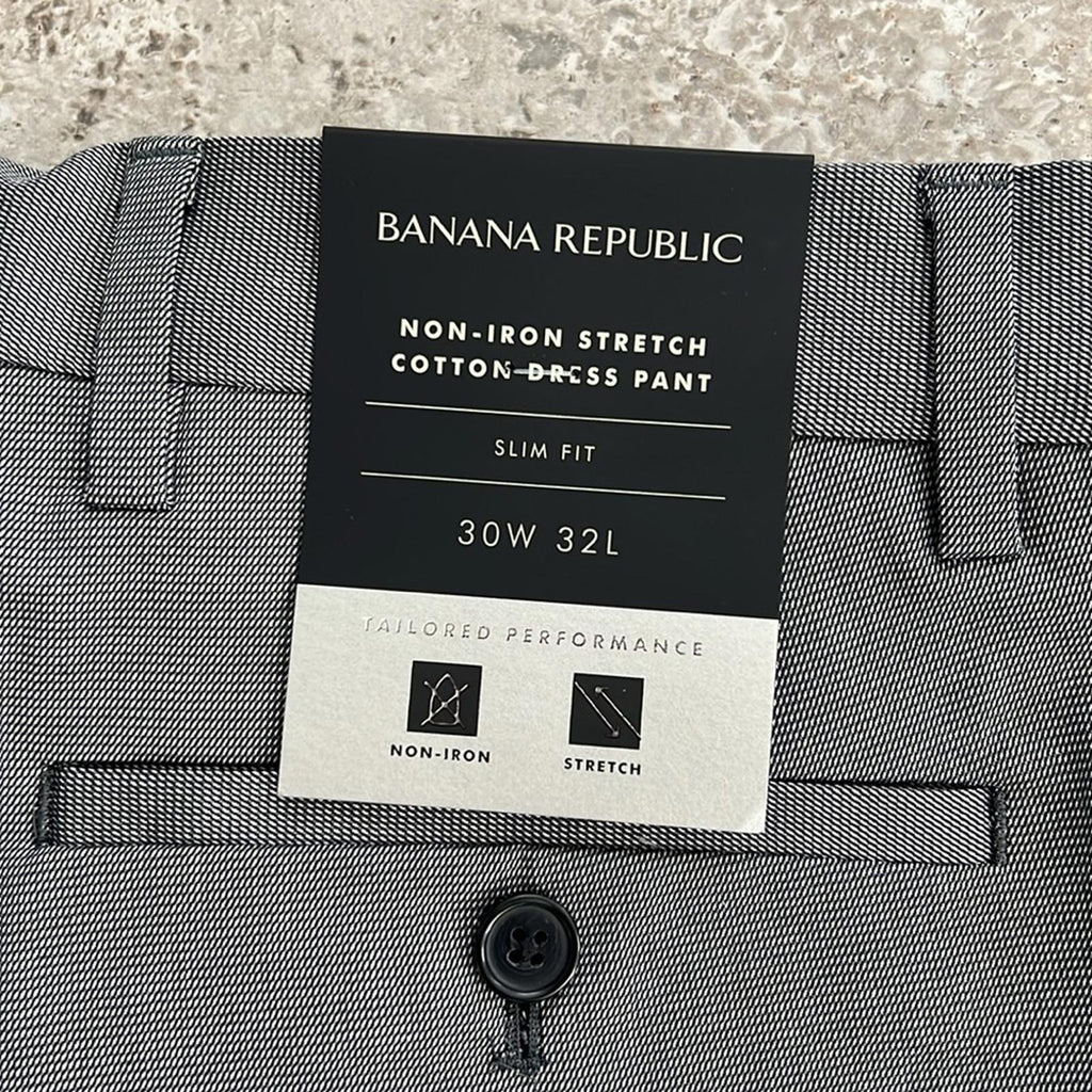 Banana Republic Slim Non-Iron Stretch Dress Pants, Size 30W x 32L New with Tag