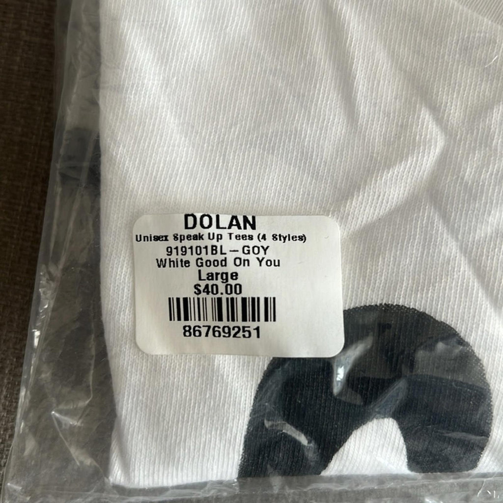 New DOLAN White “Good On You” Graphic T-Shirt, Unisex Size L New w/Tag