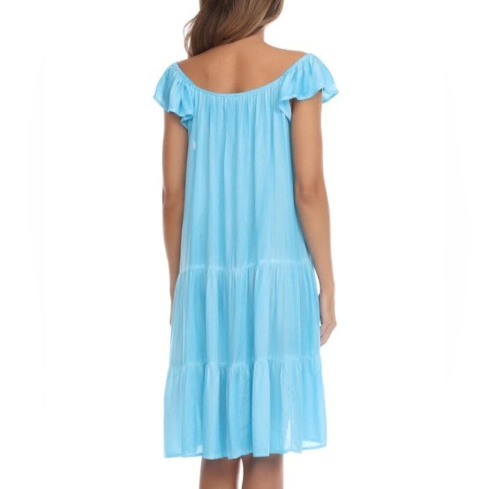 Raviya Tiered Cover-Up Dress in Turquoise, Size XL NEW w/Tag