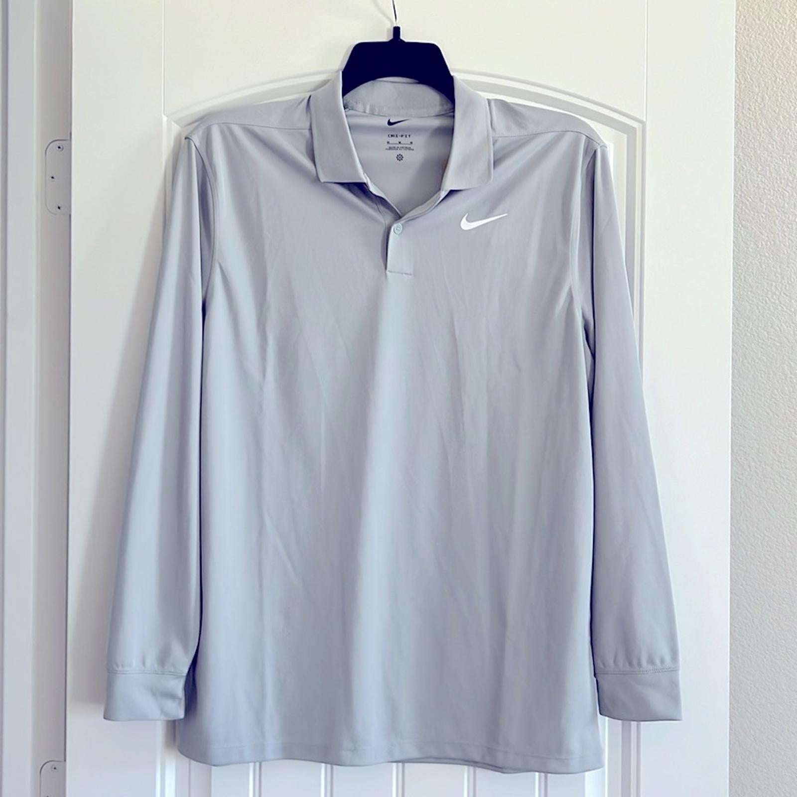Nike Dri-FIT Victory Men's Long-Sleeve Golf Polo, Grey Size M New w/Tag
