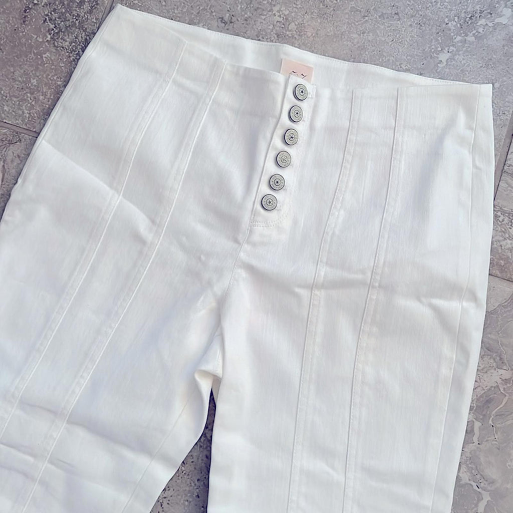 NEW Cinq à Sept Meryl Cropped Flare Leg Jeans in White, Size 12 New w/Tag