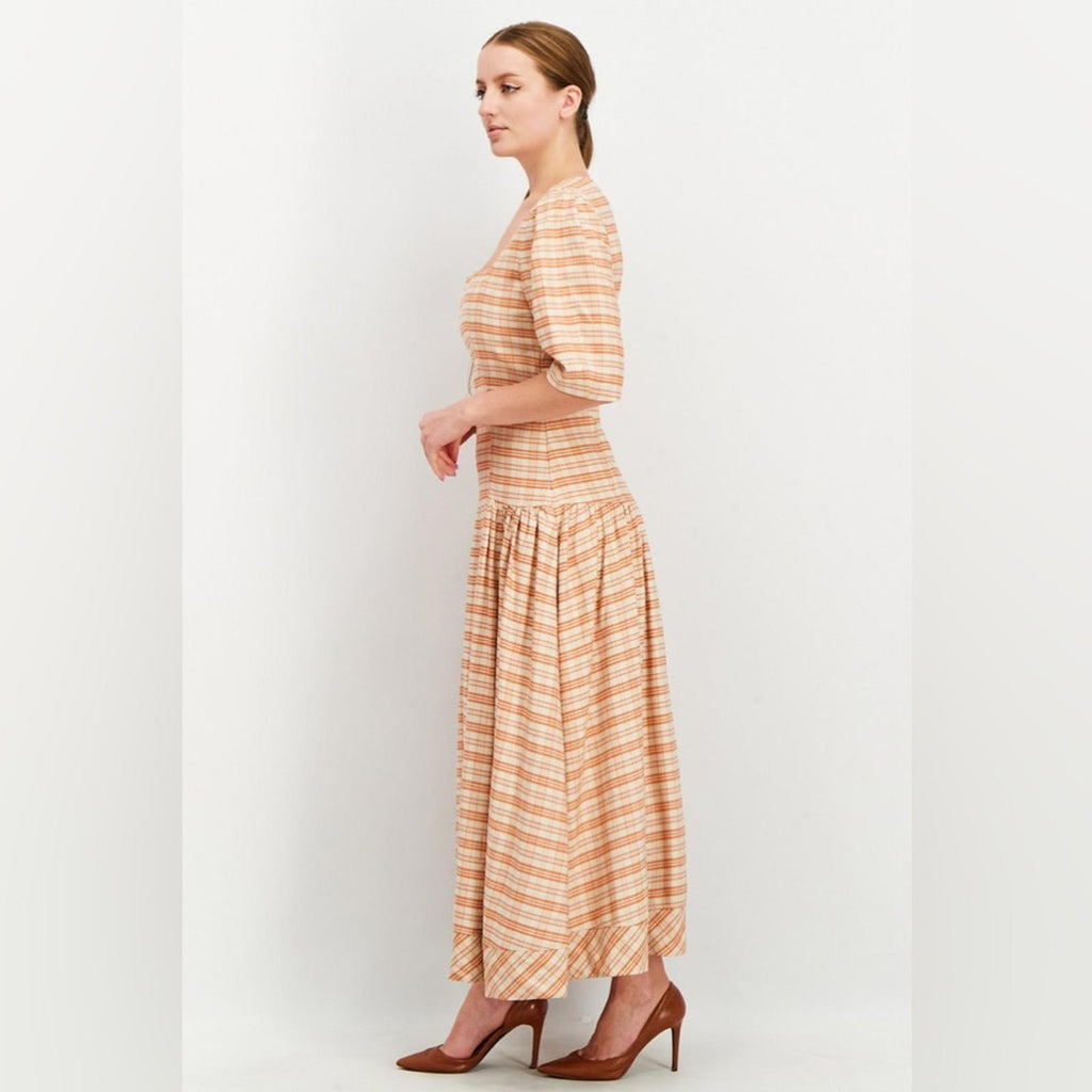Jonathan Simkhai Greer Tailored Plaid Button-Front Maxi Dress, Size 2 NWT $595