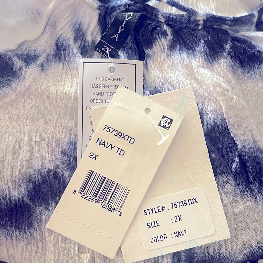 Raviya Tie-Dye Sleeveless Maxi Swim Cover-Up in Navy, Size 2X NEW w/Tag