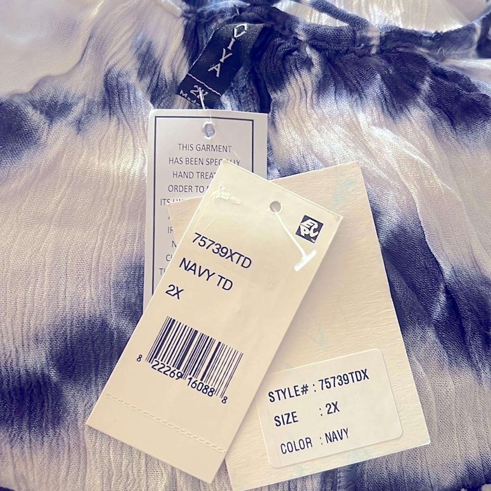 Raviya Tie-Dye Sleeveless Maxi Swim Cover-Up in Navy, Size 2X NEW w/Tag