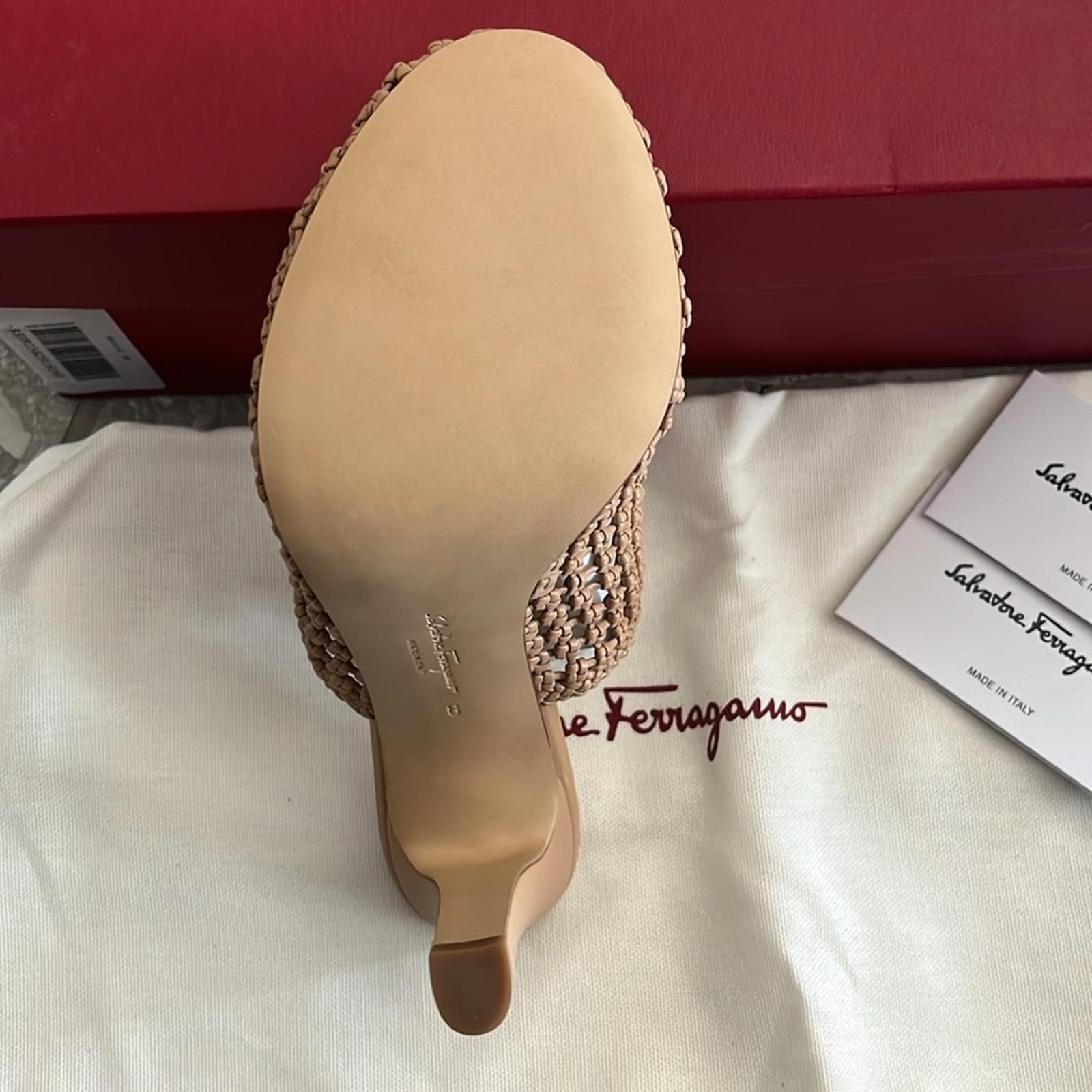 NEW Salvatore Ferragamo Ellas X5 Evening Woven Heels, Clogs Size 6 Retail $1,050