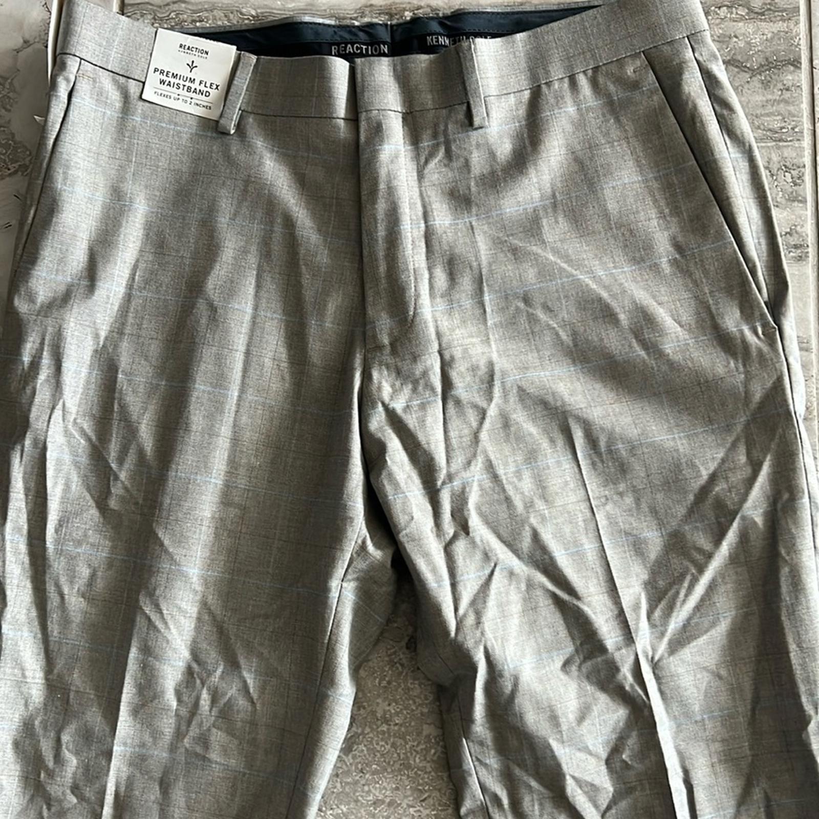 Kenneth Cole REACTION Premium Flex Slim Fit Dress Pants Oatmeal, 33W x 32L NWT