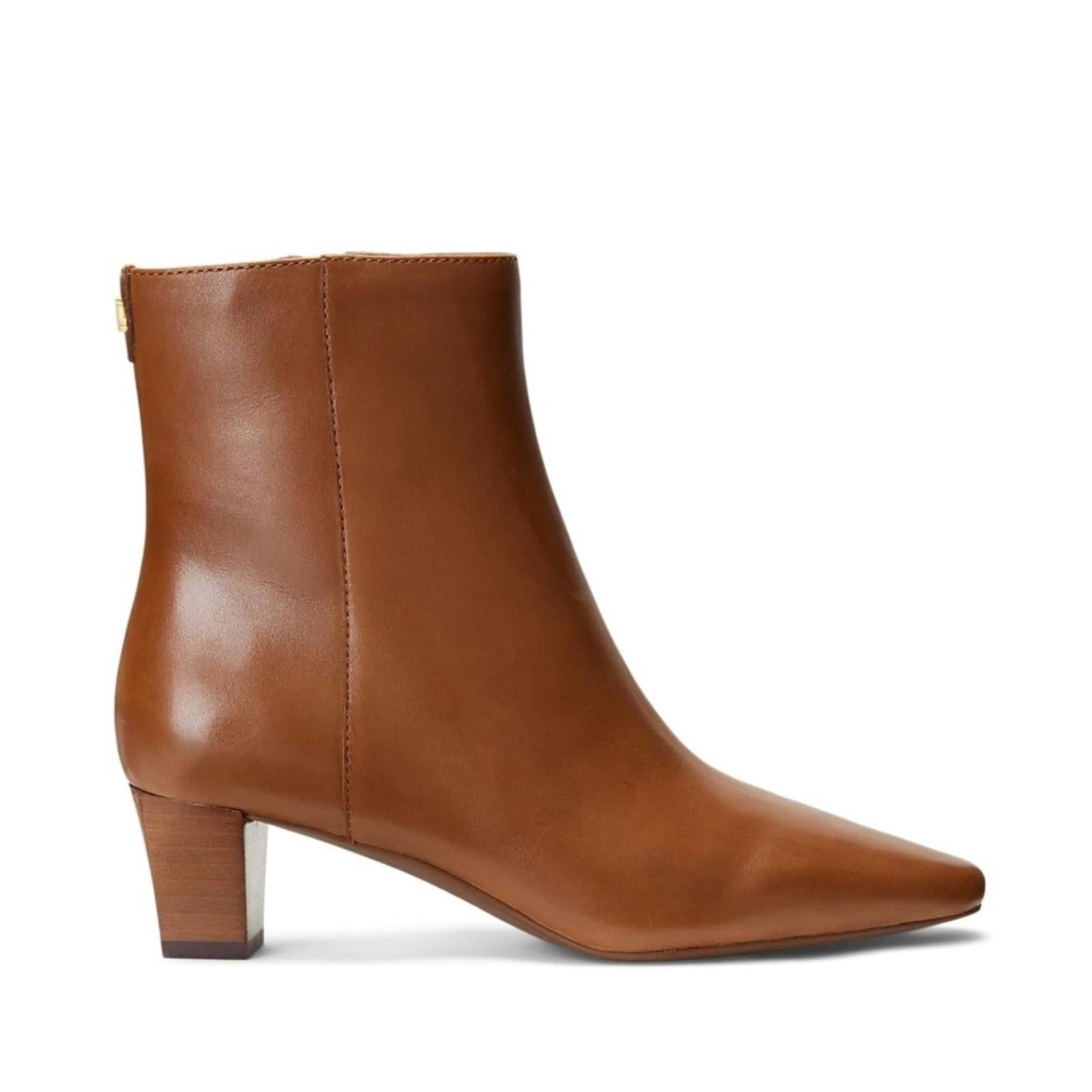 Lauren Ralph Lauren Willa Bootie Fashion Ankle Boots Deep Saddle Tan, Size 6 NEW