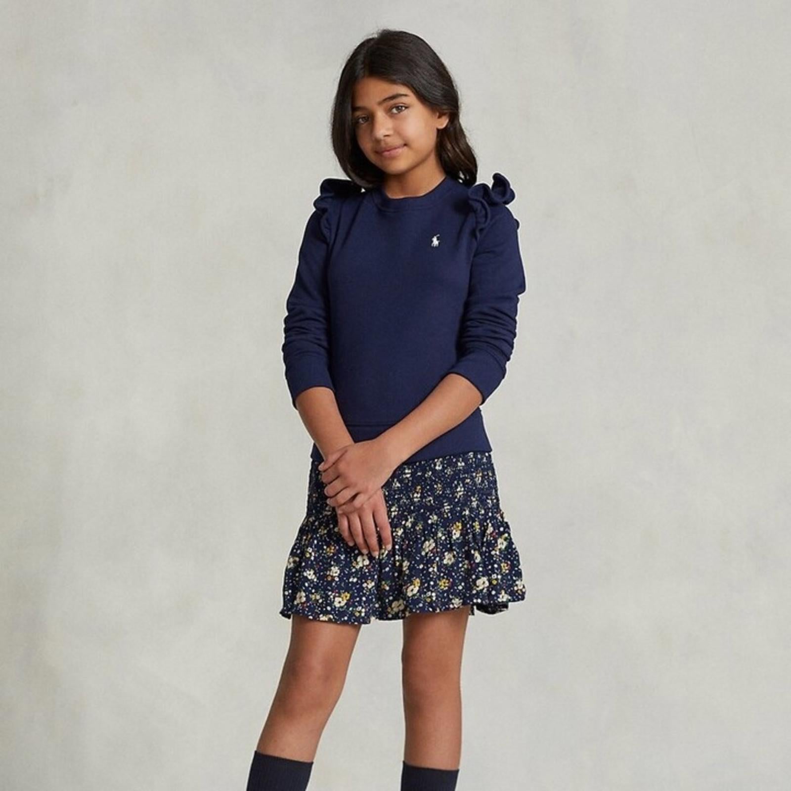 Polo Ralph Lauren Newbury Floral Fleece Sweatshirt Dress Girl’s XL(16) New w/Tag