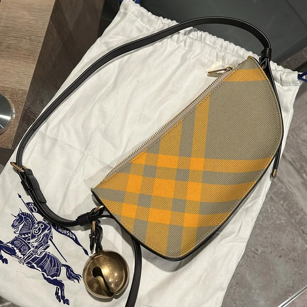 New BURBERRY Mini Shield Check Sling Shoulder Bag, Hunter Ip Check, New w/Tag