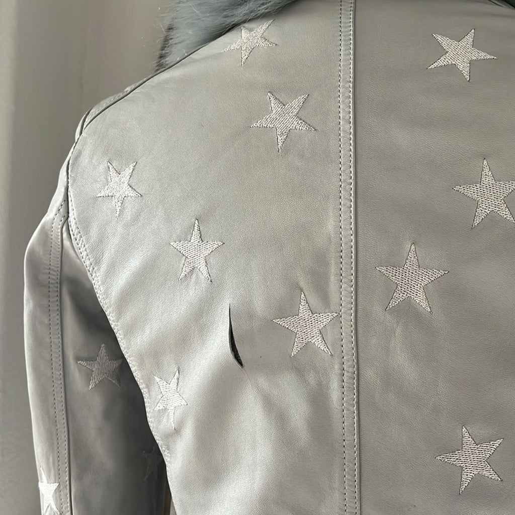 Samantha Sipos Seeing Stars Lambskin Leather Jacket, Size Small Retail $1,895