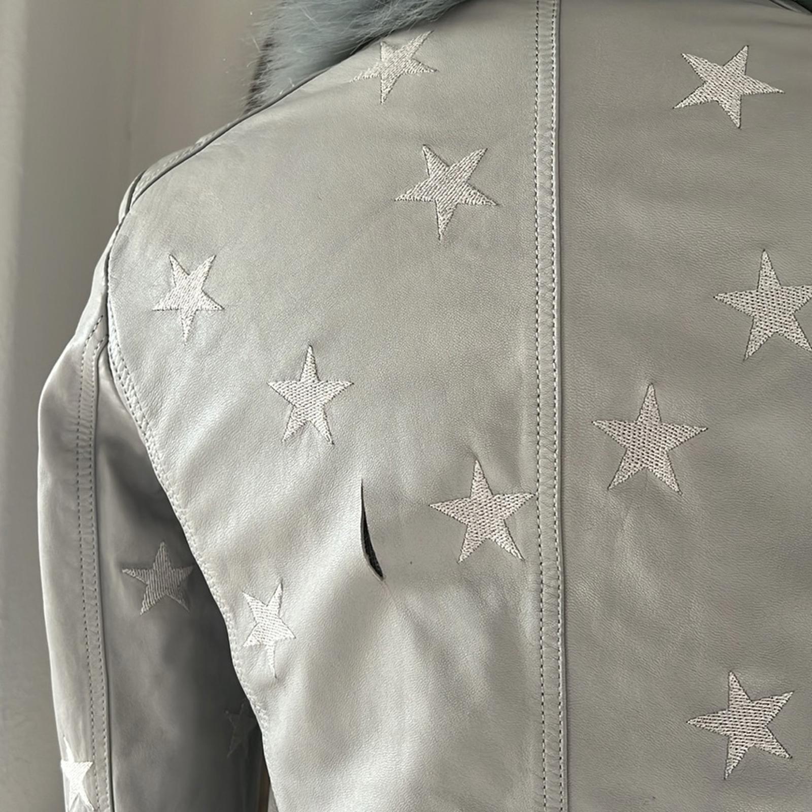 Samantha Sipos Seeing Stars Lambskin Leather Jacket, Size Small Retail $1,895