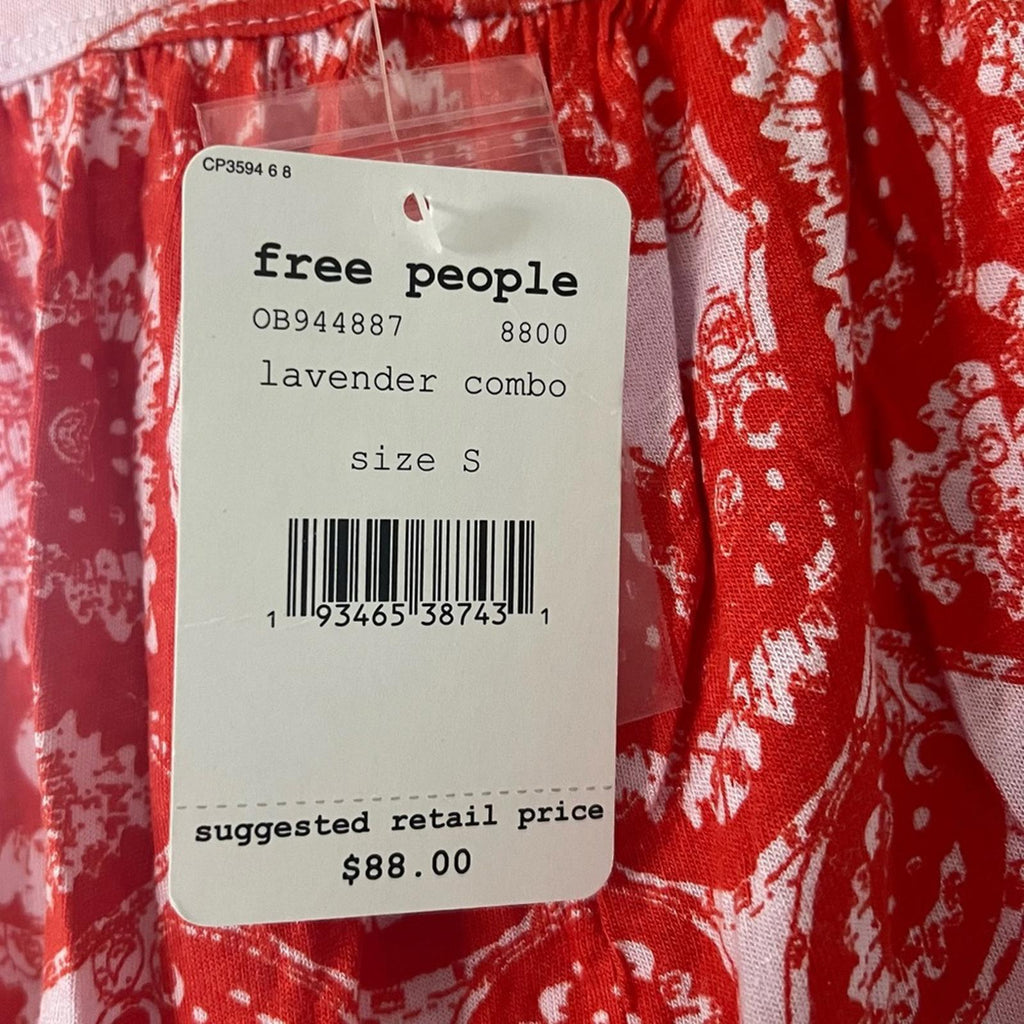 NEW Free People Halter Tunic, Linen Blend Top in Red Lavender Size S New w/Tag