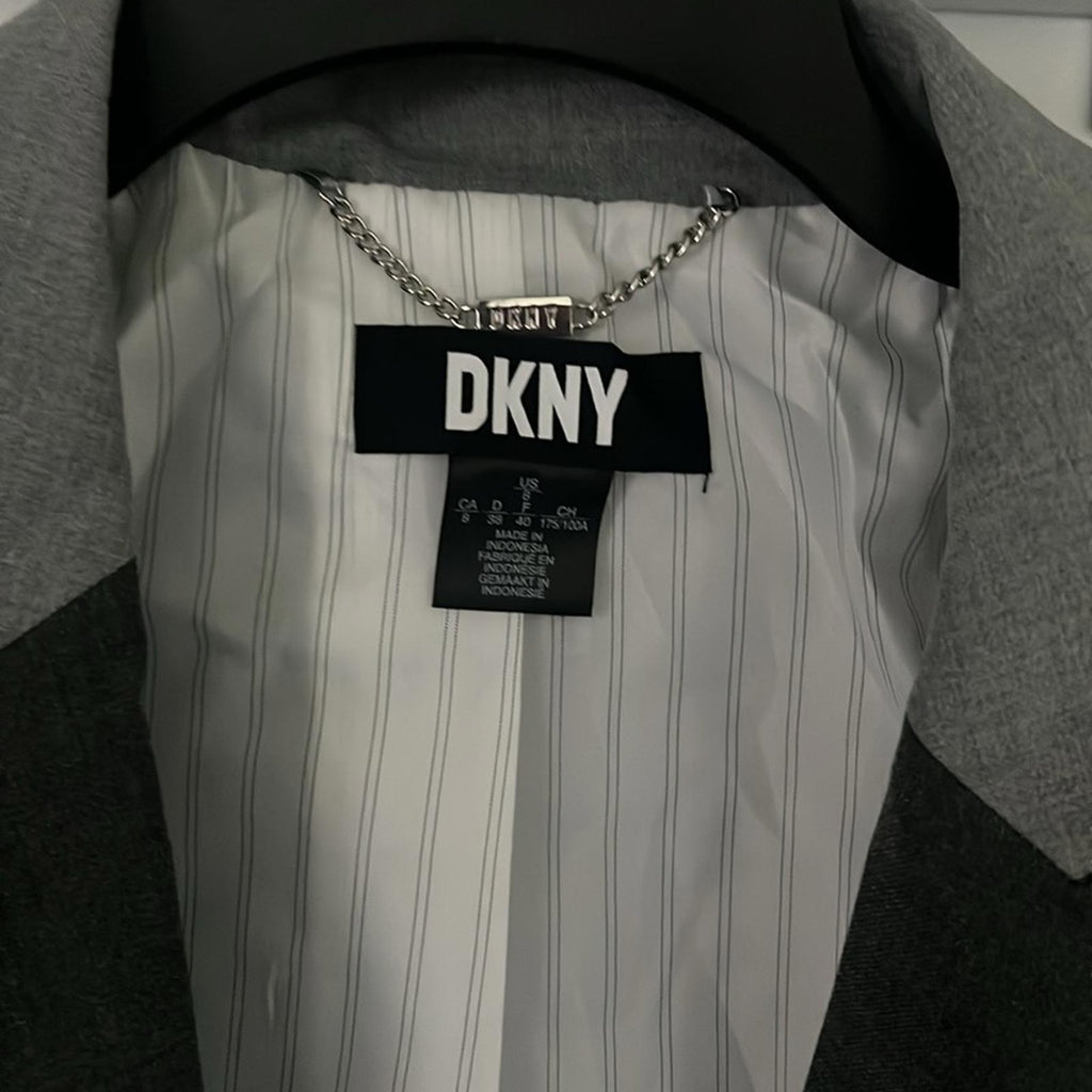 DKNY Two Tone Single Button Blazer in Gray, NWT, Size 8 $159