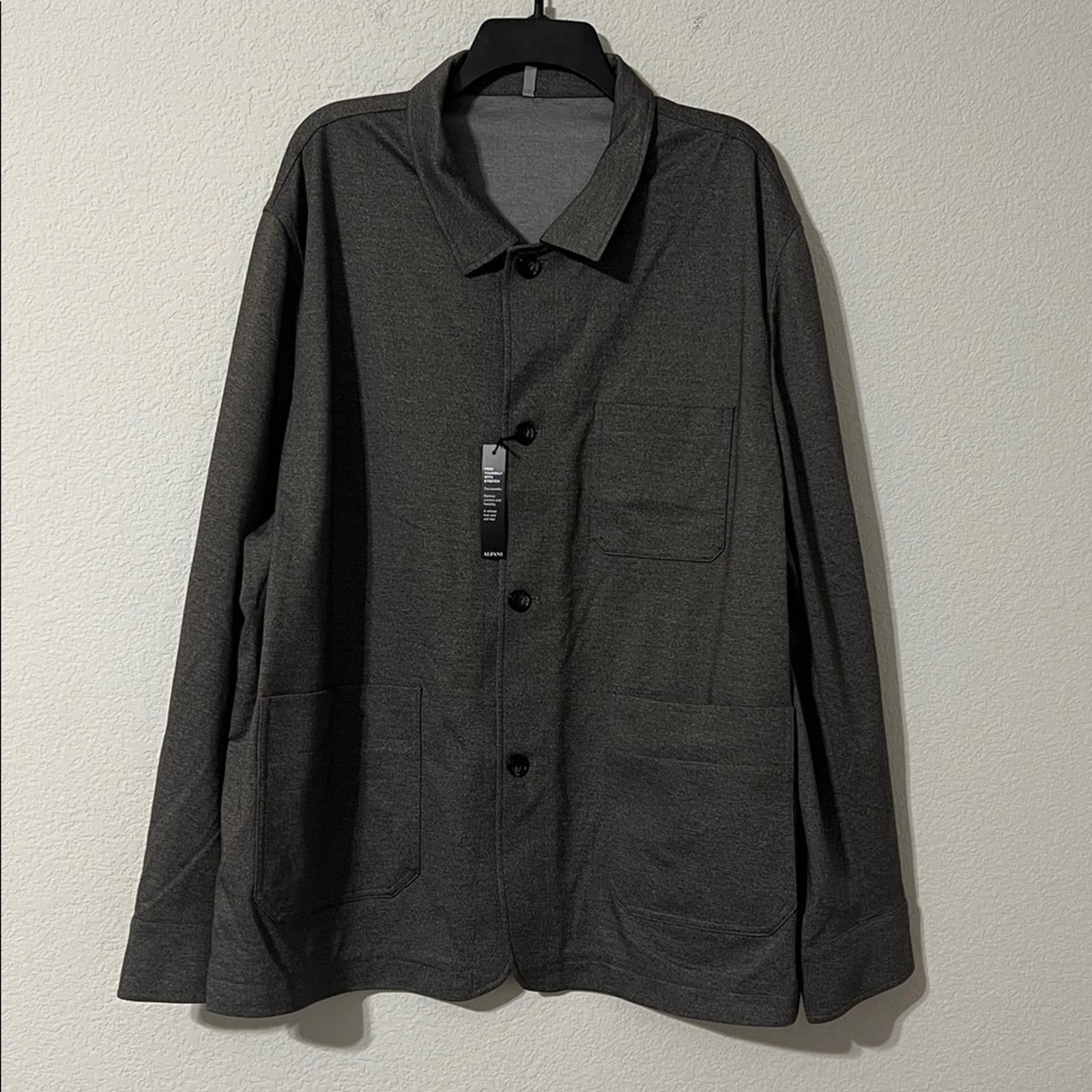ALFANI Regular-Fit Plaid Shirt Jacket in Gray Heather, Men’s Size XXL New w/Tag