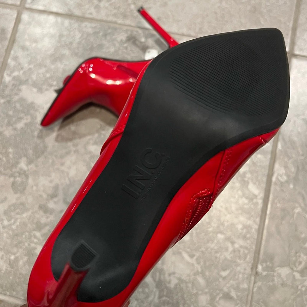 New INC Katalina Pointed-Toe Booties in Red, Size 8