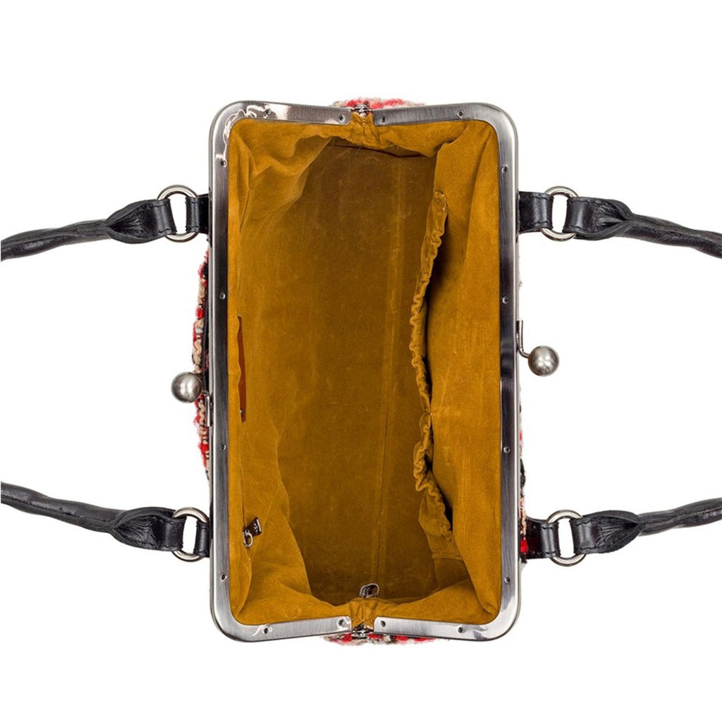Patricia Nash Rora Frame Satchel, Tweed, Red Black New w/DustBag $229 (SOLD OUT)