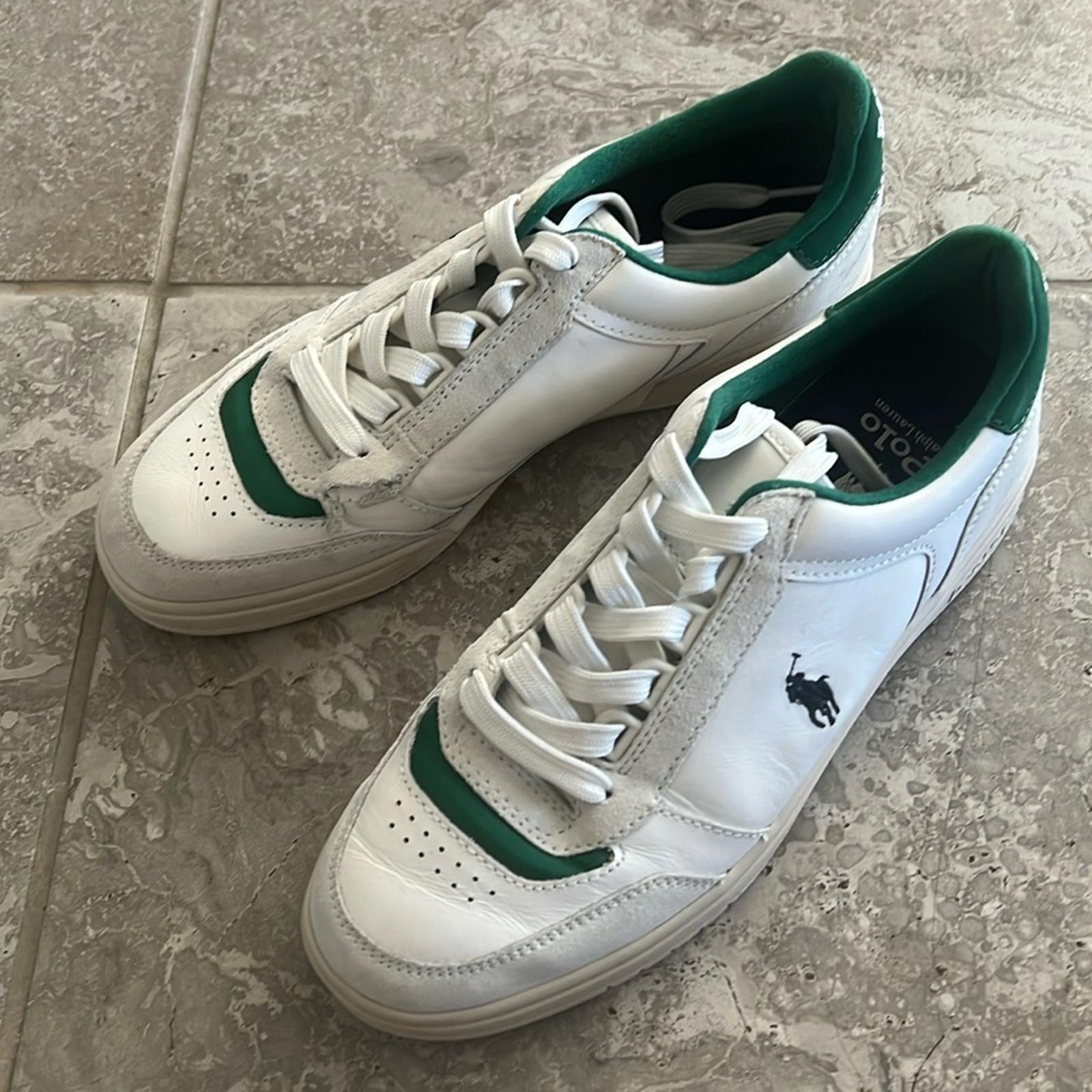 Polo Ralph Lauren Court Sport Lace-Up Sneakers in Deckwash White, Size 8 $185