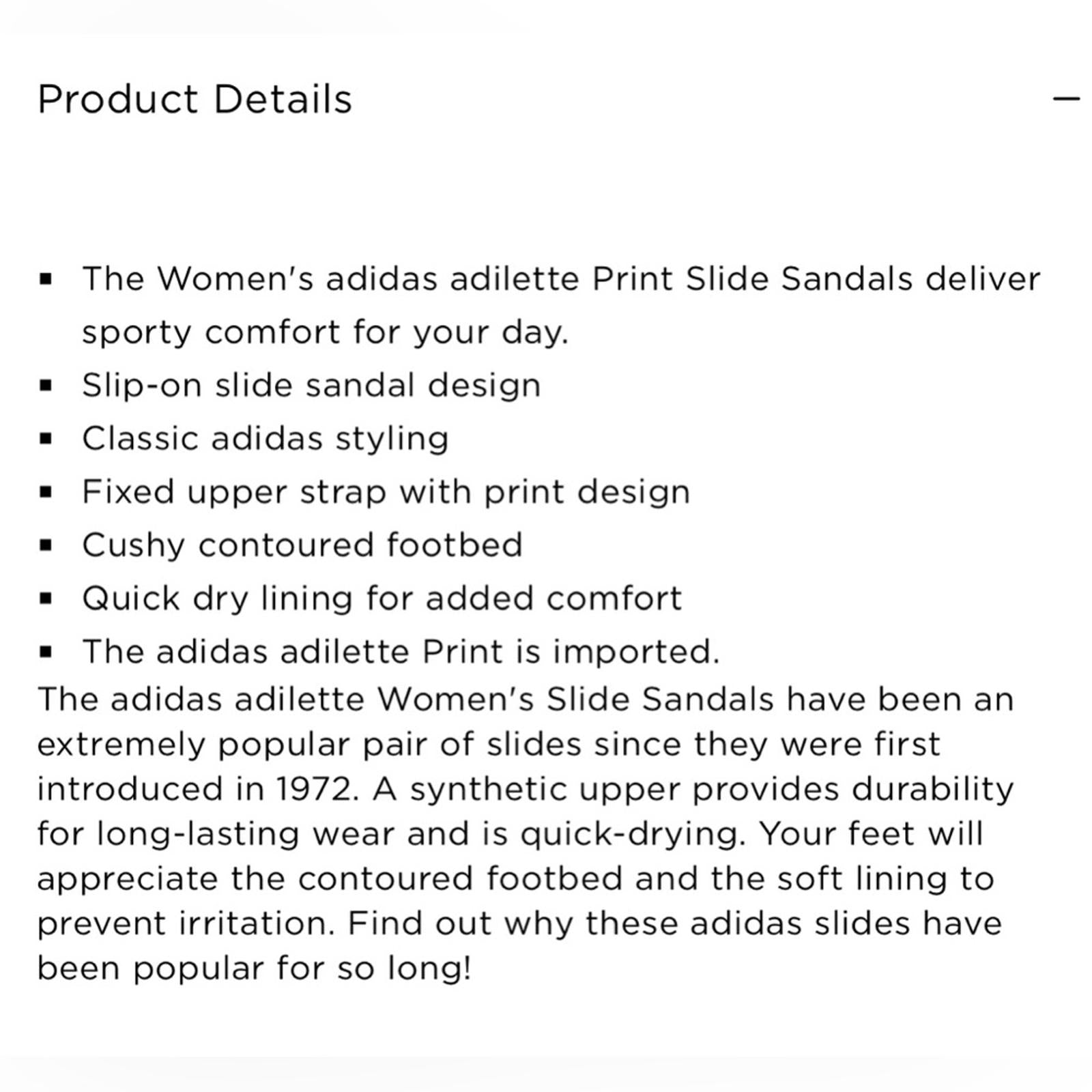 Adidas Originals Adilette Print Slide Sandals, Size 6, New in Box