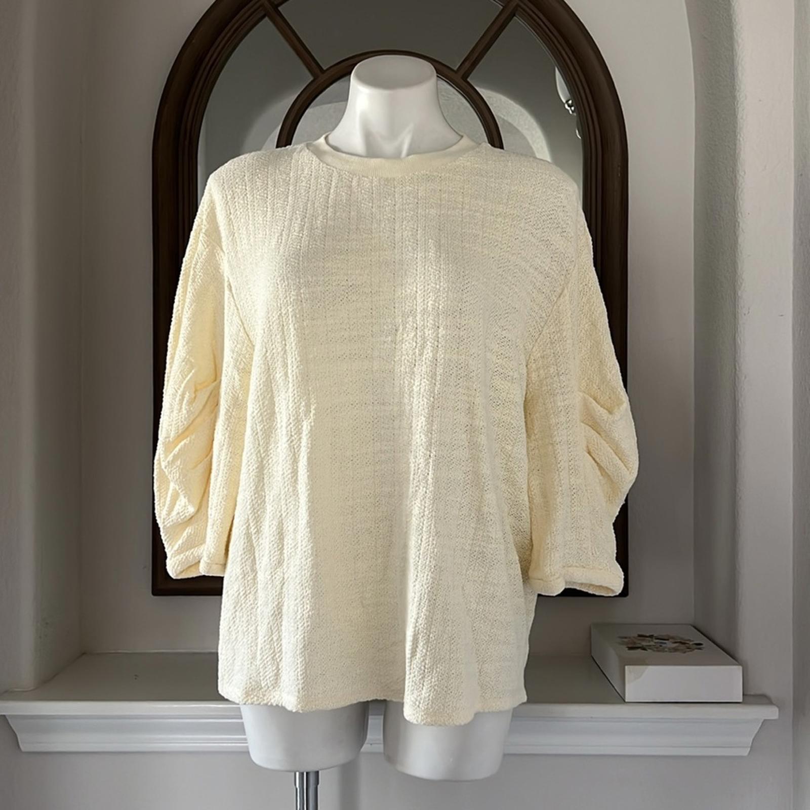 TIBI Handspun Knit Pleat Sleeve Top in Cream, Size 10 New w/Tag $395 - SOLD OUT!