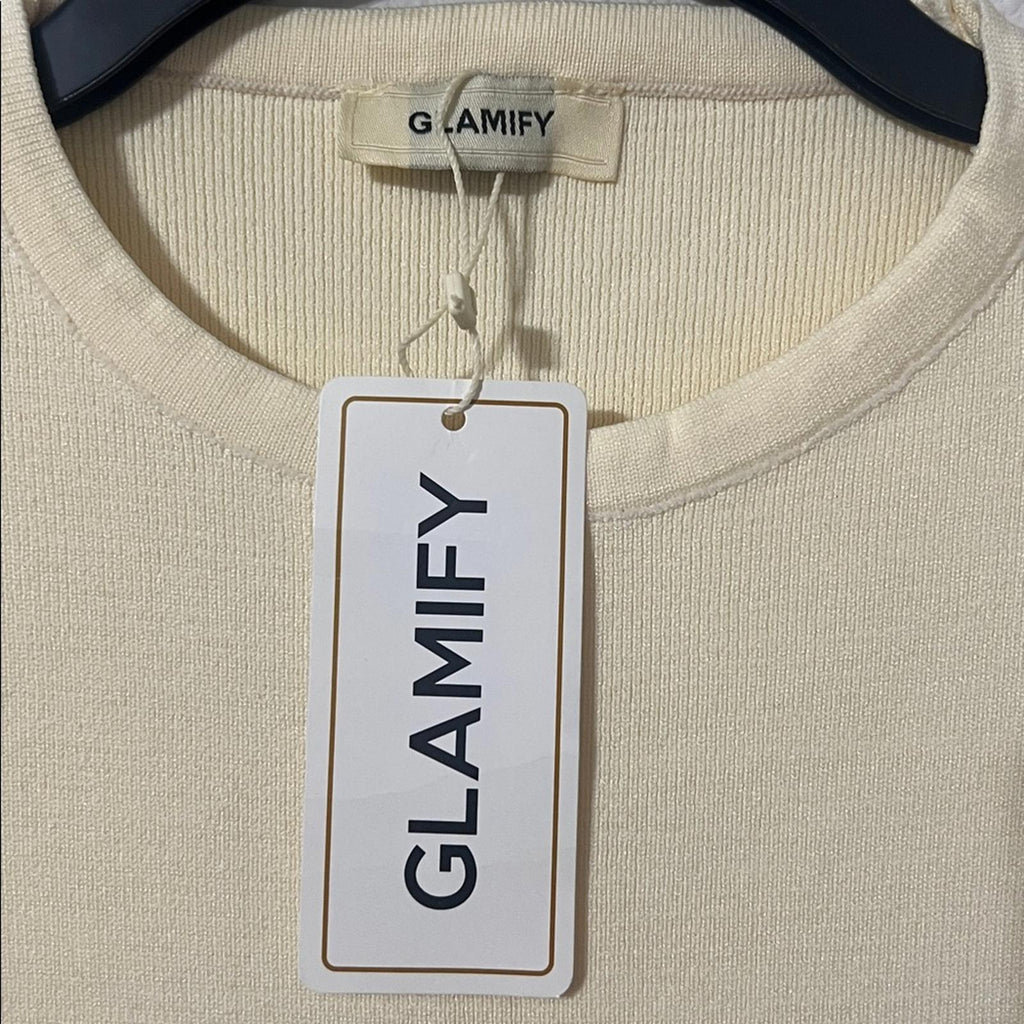 Glamify Ribbed Midi Tank Dress in Buttermilk, Size S, NEW