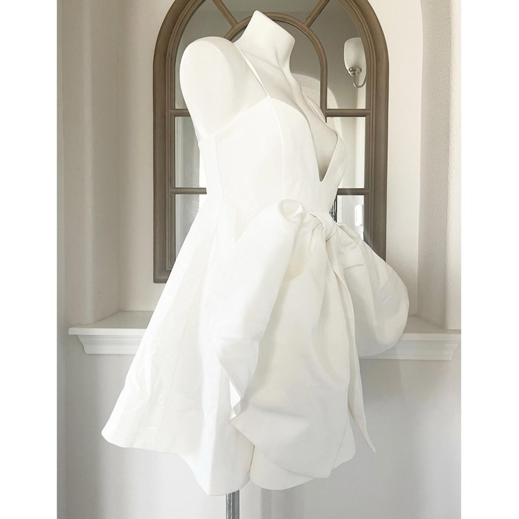 BARDOT Annabelle Statement Bow Minidress, Orchid White Size 6/M Retail $169