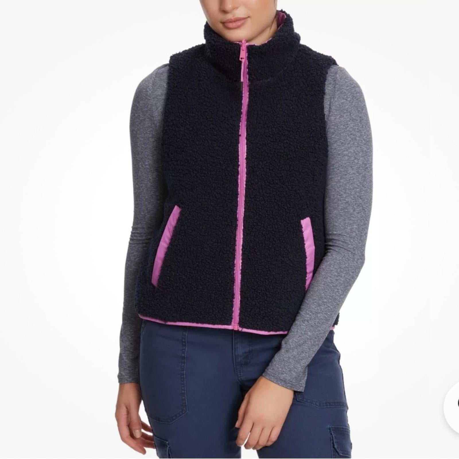 Bass Outdoor Reversible Zip-Front Vest Navy Blazer/Spring Crocus, NWT, Size XL