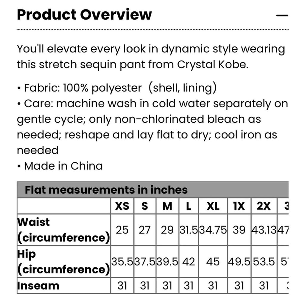 Crystal Kobe Stretch Sequin Pants, Size M New with Tag Retail $179