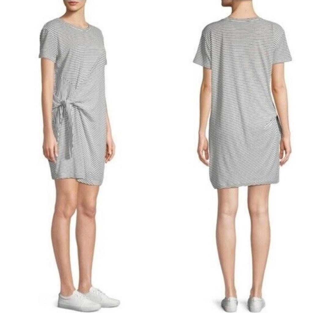 Vince Classic Stripe Side-Tie Dress, White/Black Size S EXCELLENT! Retail $225