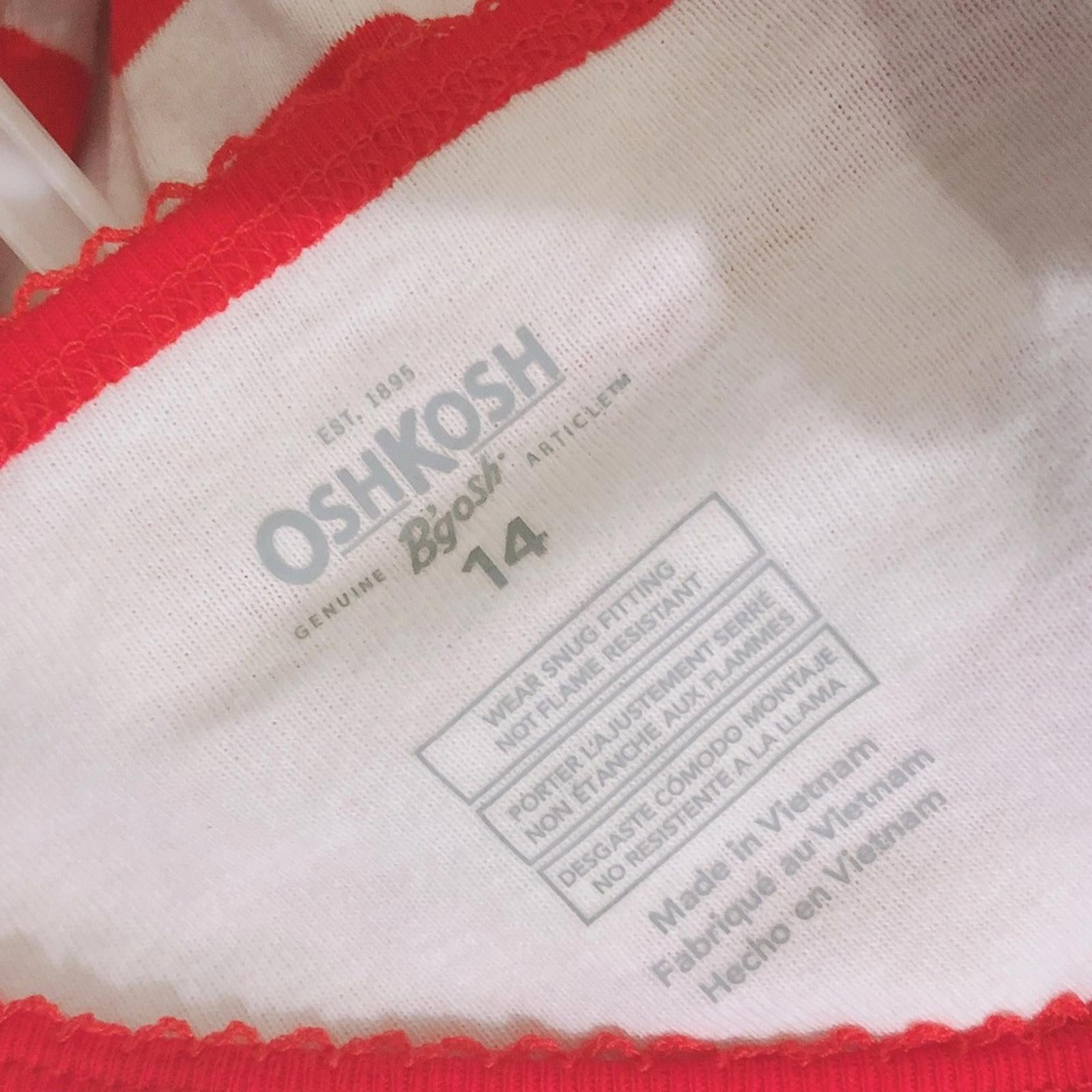 Oshkosh 2-Piece Holiday Pajamas Set Snug Fit Cat Cotton Girls Size 14 New w/Tag