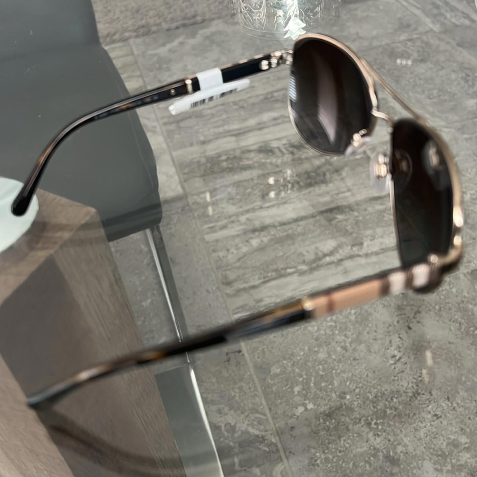 Burberry Pilot-Shaped Sunglasses, Light Gold & Brown Gradient Lens, New w/Tag