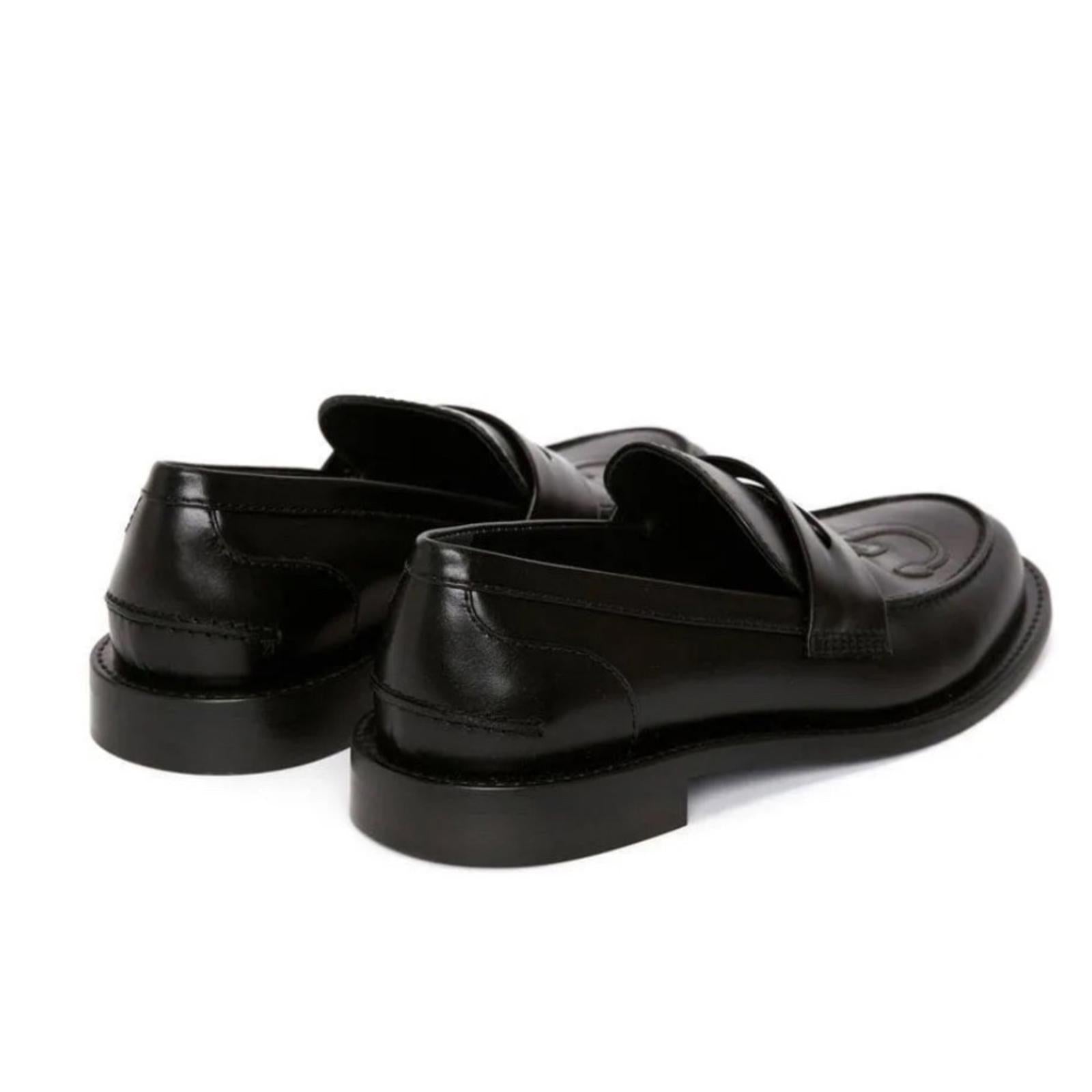 JW Anderson Anchor Logo Loafers in Black Leather Size 41