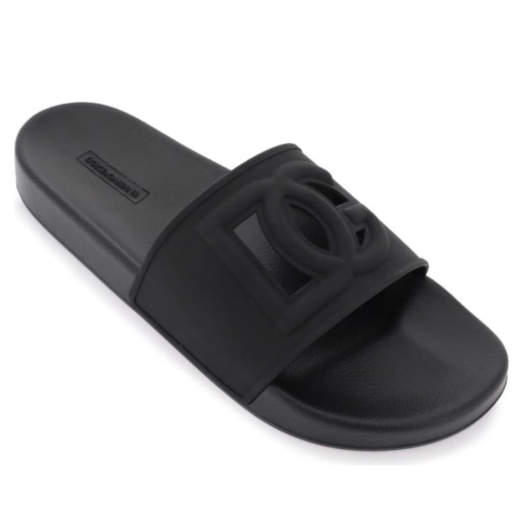 Dolce & Gabbana Rubber beachwear sliders with DG logo Size 35, New in Box