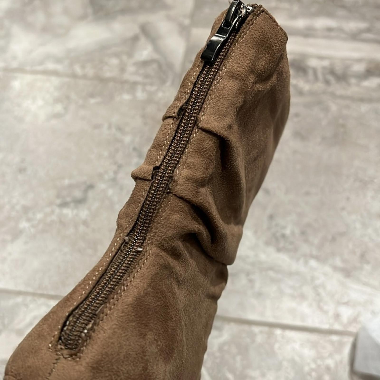 Journee Collection Markie Back Heel Zip Stiletto Booties in Tan, Size 9.5 NEW