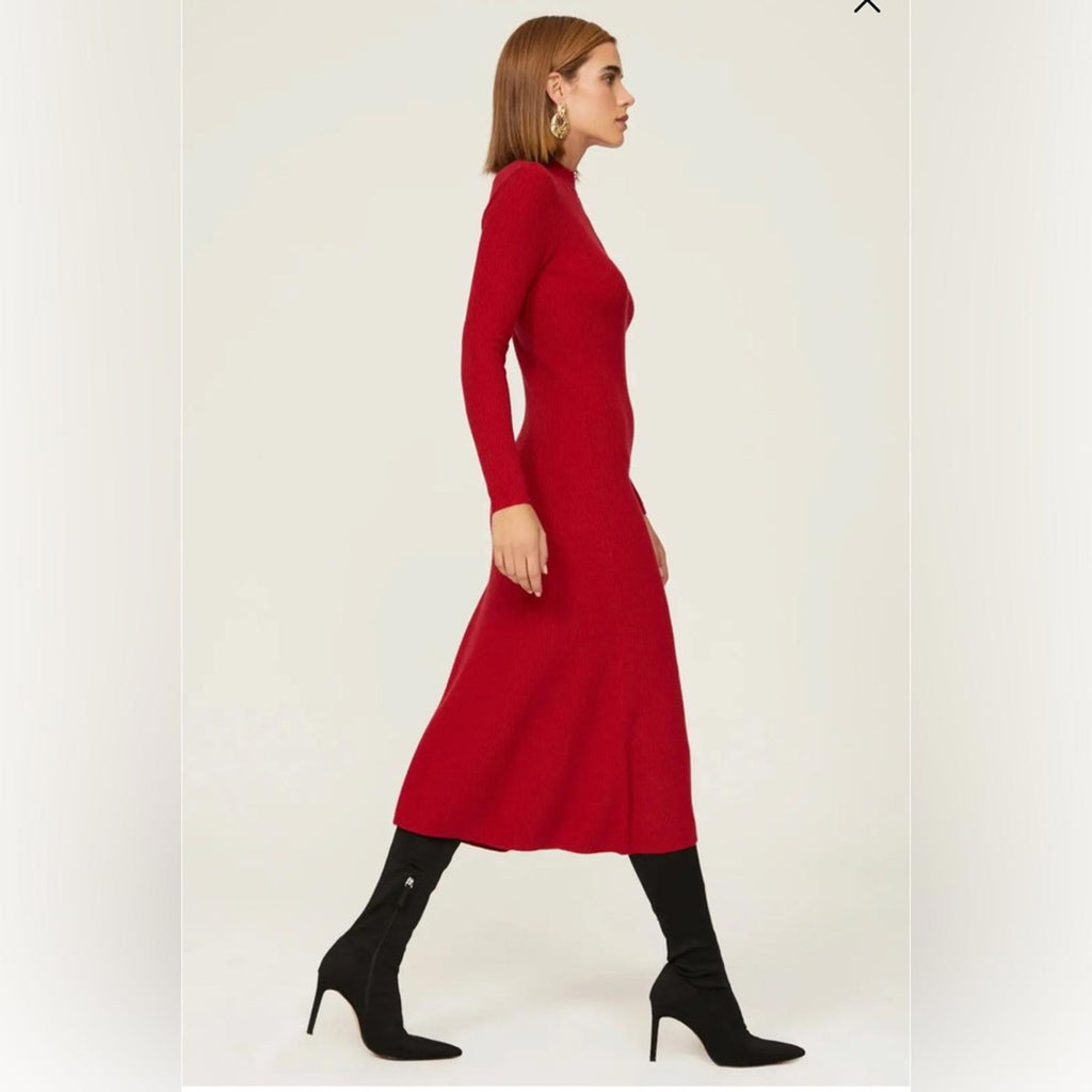 Jason Wu Quarter Zip Mock Neck Dress in Red, Size M EXCELLENT Retail $290