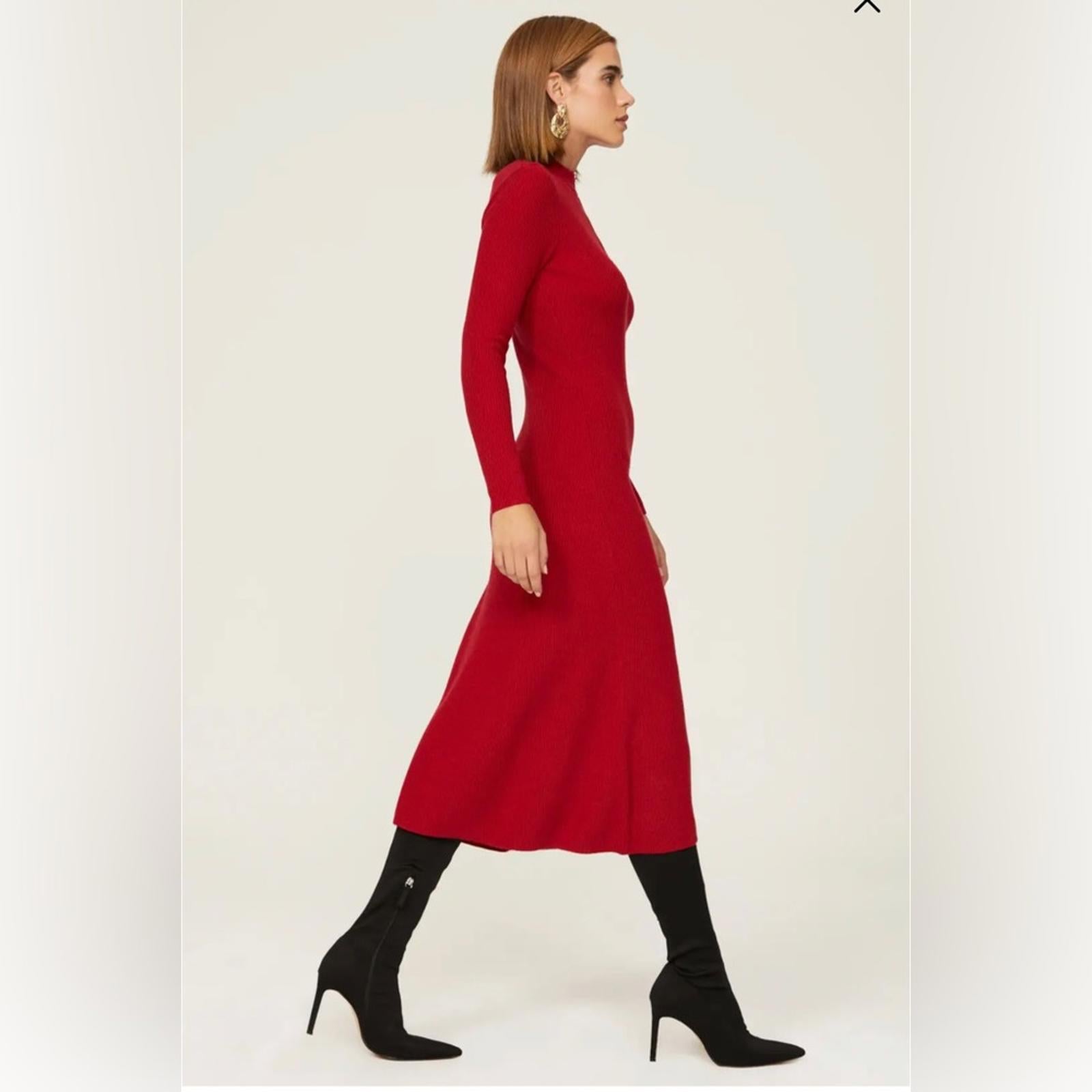 Jason Wu Quarter Zip Mock Neck Dress in Red, Size M EXCELLENT Retail $290