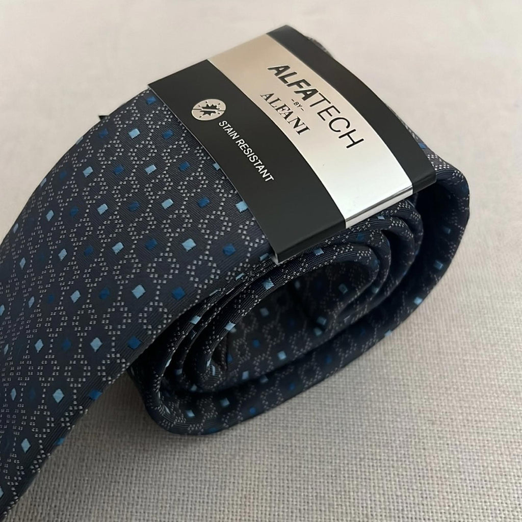 ALFATECH Stain Resistant Curtis Geo Neck Tie, Charcoal New w/Tag Retail $55