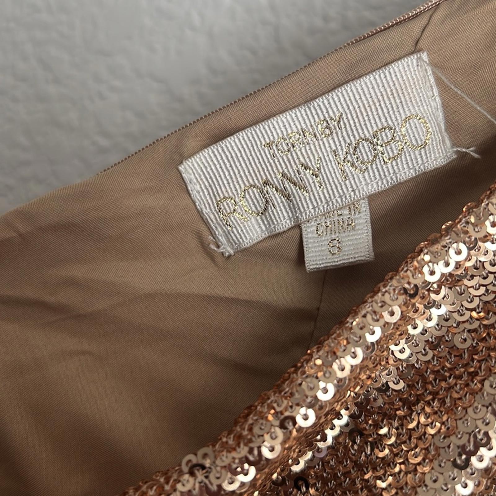 Ronny Kobo Kelly Sequin One-Shoulder Dress, Metallic Gold Size S NEW w/Tag $548