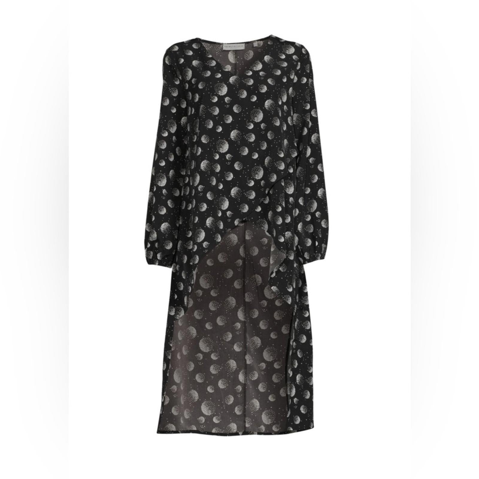 Patrizia Luca Oversized Geometric Moon Print Hi-Low Tunic, Black/White XS NWT