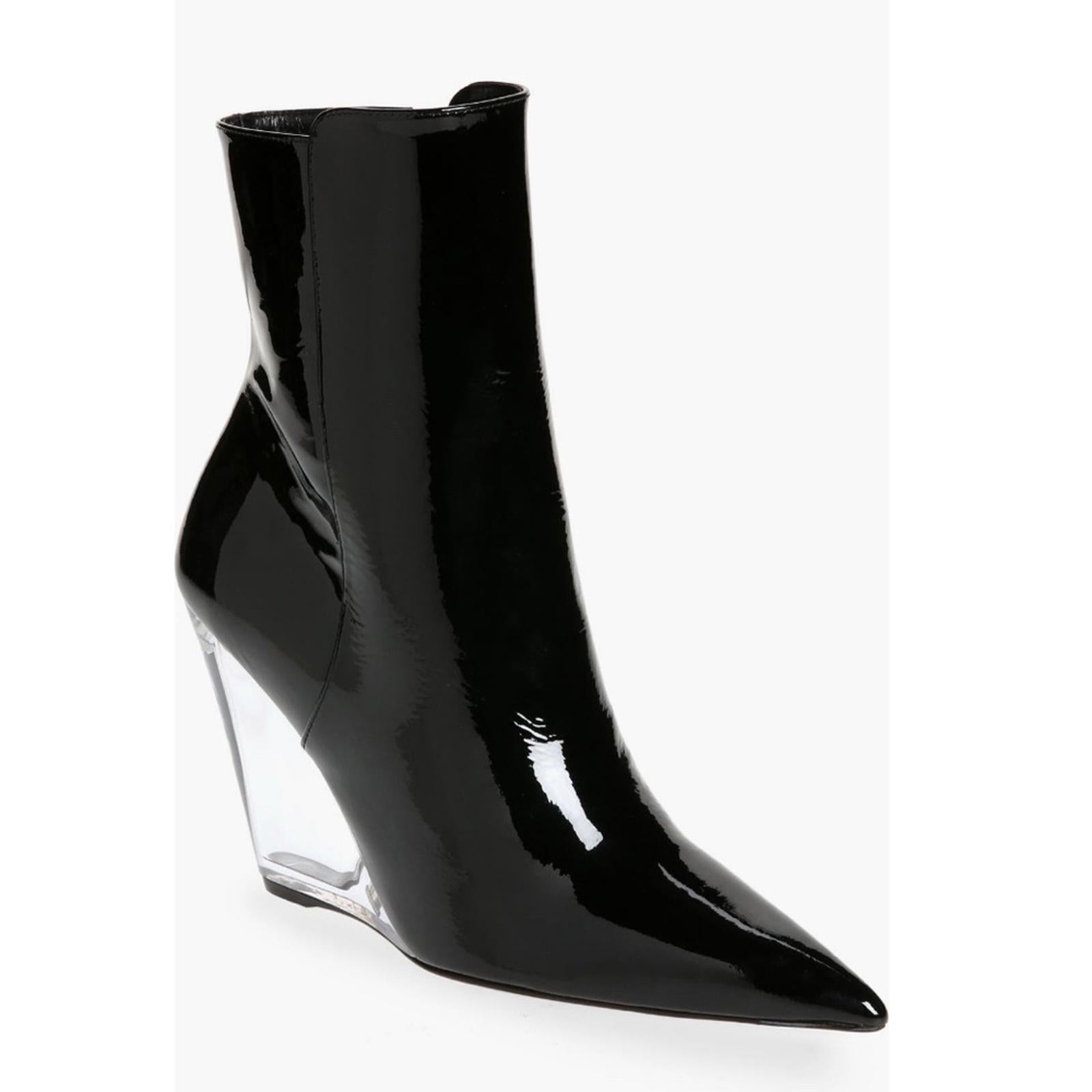 Stuart Weitzman Lucite 100 Wedge Heel Boots in Black, Size EU36.5 US6 New in Box