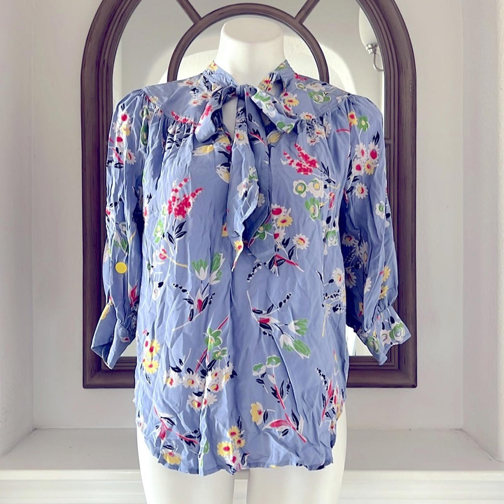 Polo Ralph Lauren Floral Neck Tie Blouse Size XS EXCELLENT!