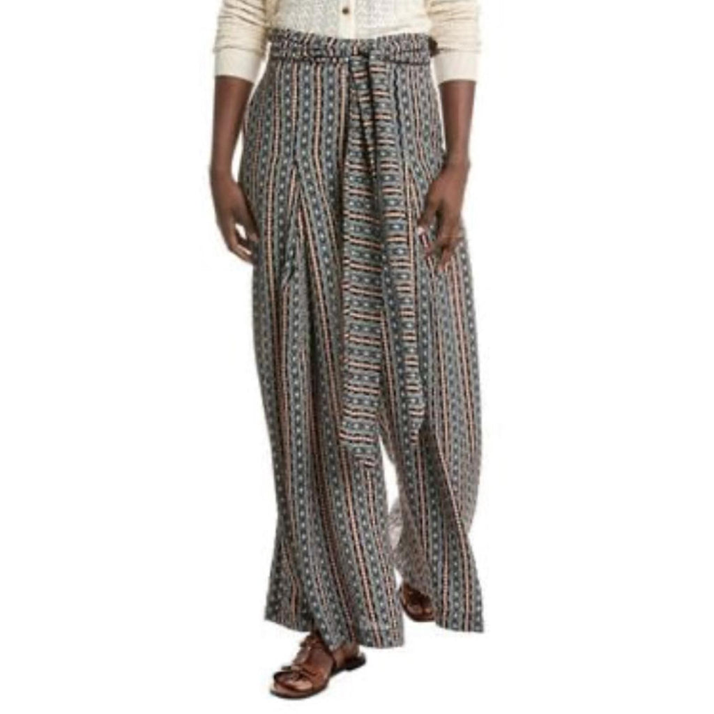 Gracia Black Palazzo Pants in Black/White/Orange, NWT, Size S