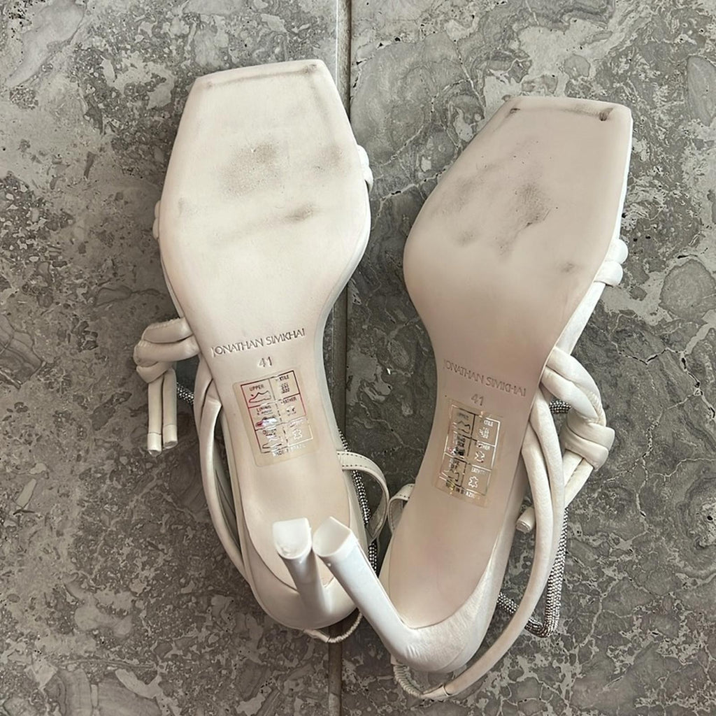 Jonathan Simkhai Revolve Cassie Crystal Strappy Sandal in Ivory, Size EU 41 $595